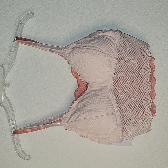 2pk M Adrienne Vittadini Longline Geo Lace Bralette, removable pads,Rose, NWT - Picture 3 of 13
